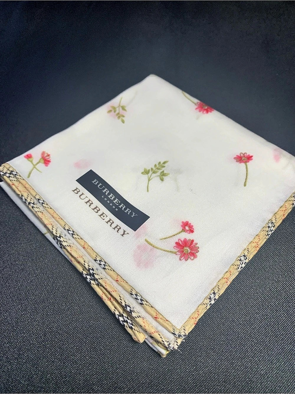 Burberry Floral Mini Scarf in White & Pink